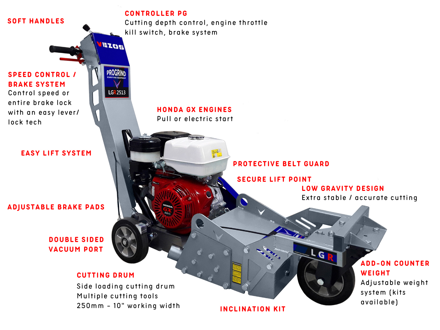 progrind lg asphalt scarifier series specification blow up 